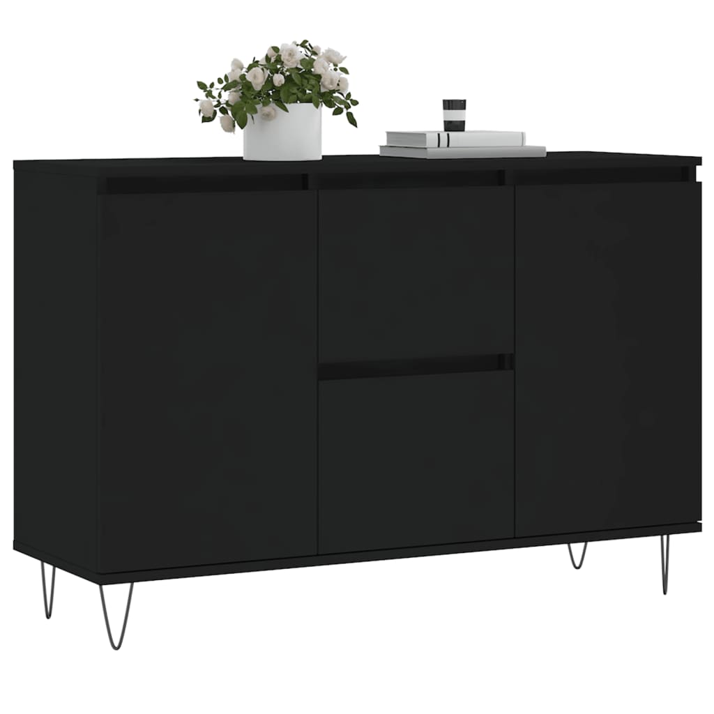 Credenza Nera 104x35x70 cm in Legno Multistrato 827205