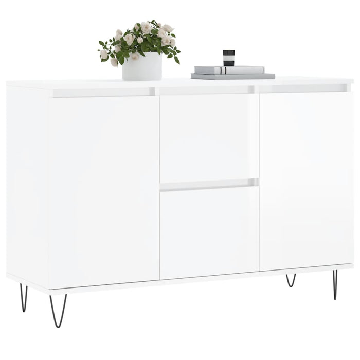 Credenza Bianco Lucido 104x35x70 cm in Legno Multistratocod mxl 128634