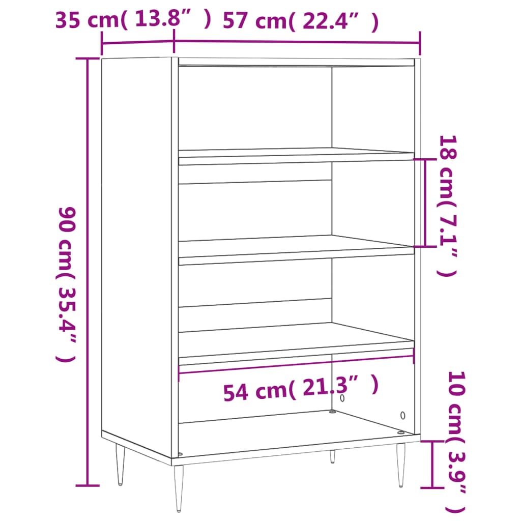 Credenza Nera 57x35x90 cm in Legno Multistrato 827221