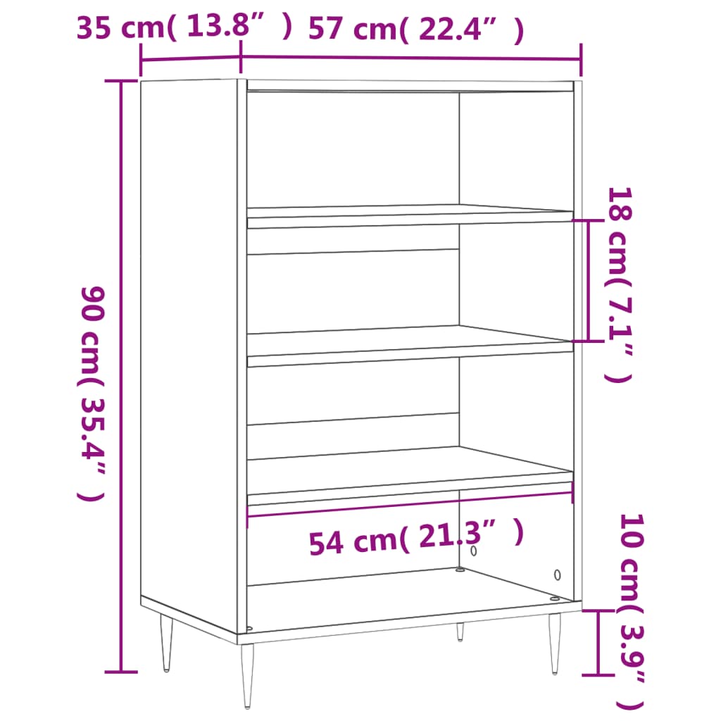 Credenza Rovere Fumo 57x35x90 cm in Legno Multistrato 827225