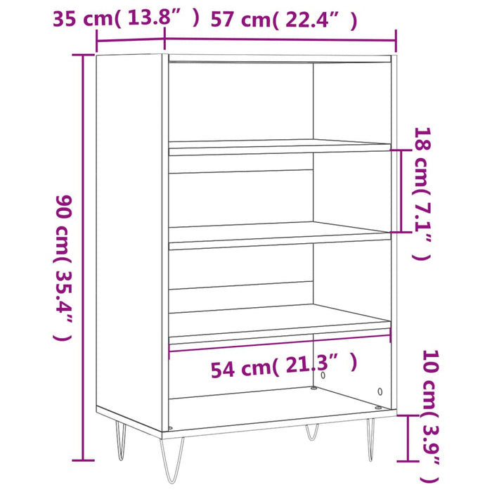 Credenza Rovere Fumo 57x35x90 cm in Legno Multistrato 827233