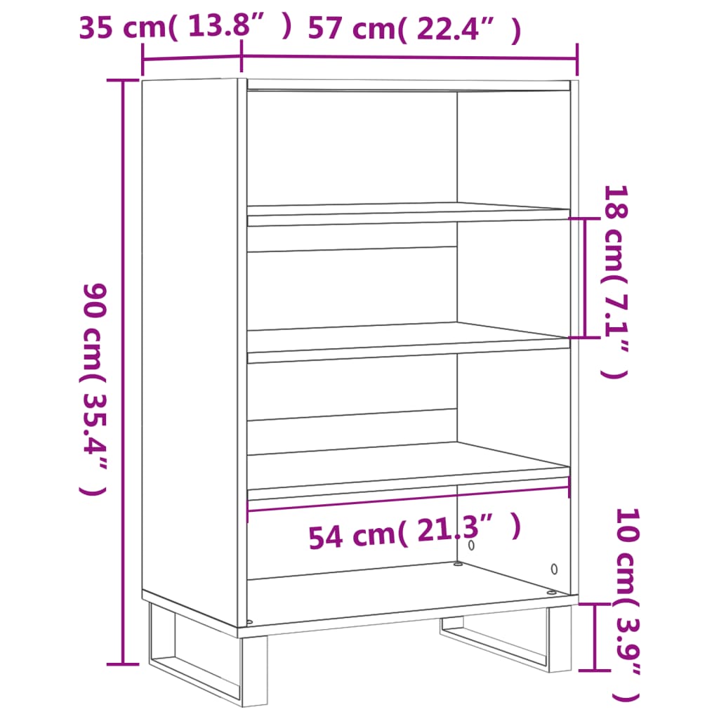 Credenza Bianca 57x35x90 cm in Legno Multistrato 827236