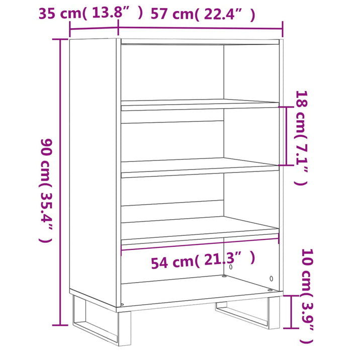 Credenza Bianco Lucido 57x35x90 cm in Legno Multistrato 827238