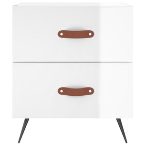 Comodino Bianco Lucido 40x35x47,5 cm in Legno Multistrato 827248