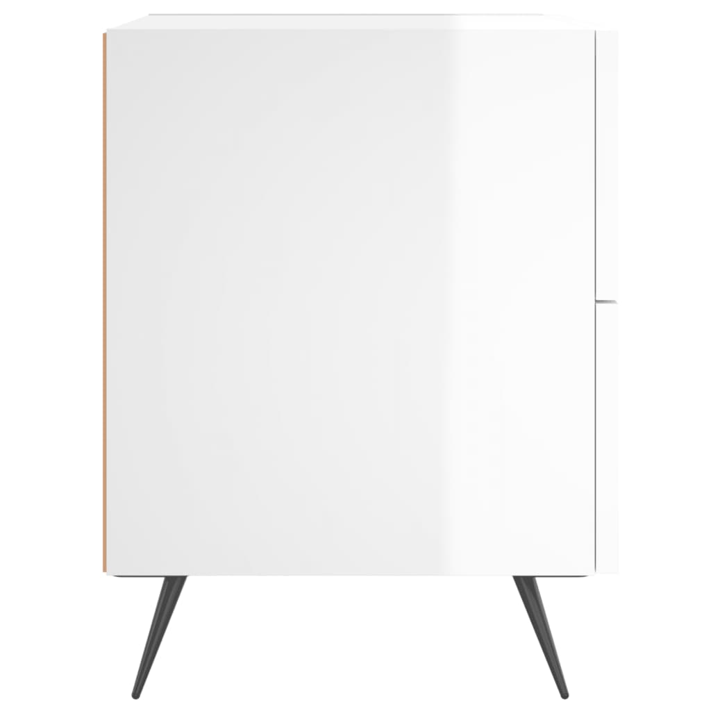 Comodino Bianco Lucido 40x35x47,5 cm in Legno Multistrato 827248