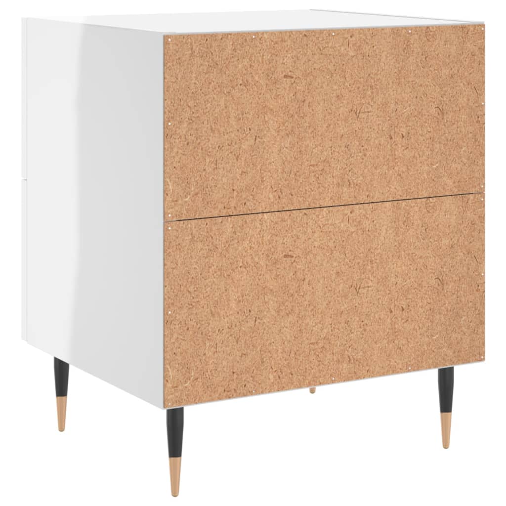 Comodini 2 pz Bianco Lucido 40x35x47,5 cm in Legno Multistrato 827265