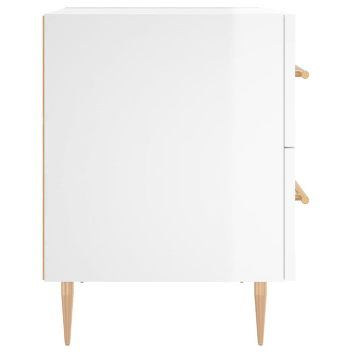 Comodini 2 pz Bianco Lucido 40x35x47,5 cm in Legno Multistrato 827281