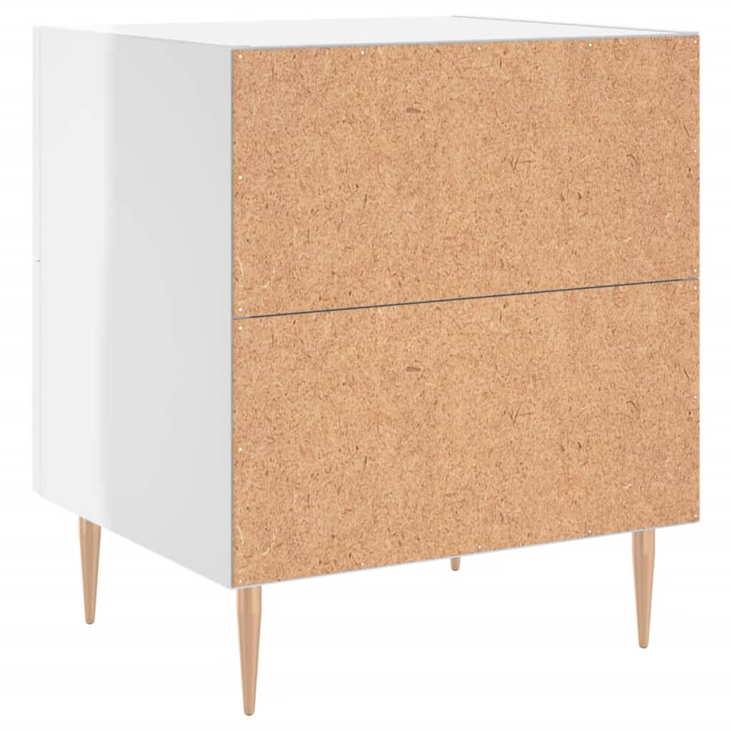 Comodini 2 pz Bianco Lucido 40x35x47,5 cm in Legno Multistrato 827281