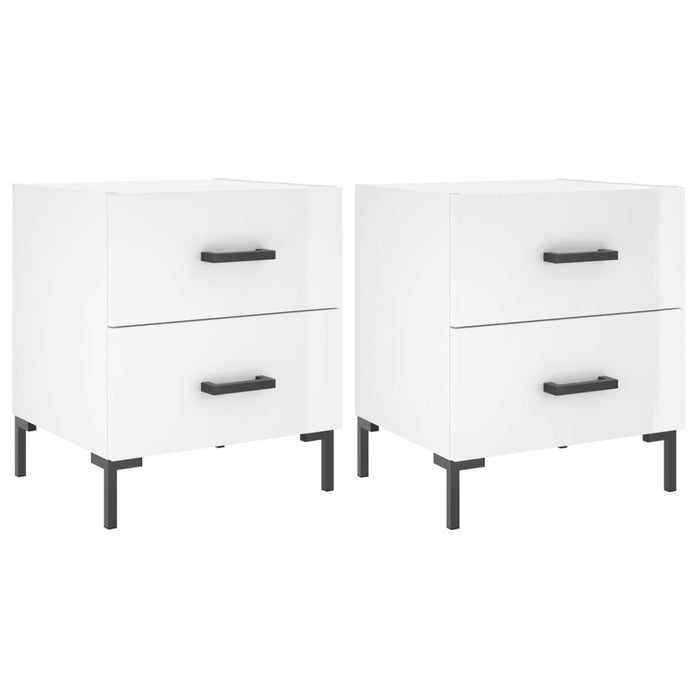 Comodini 2 pz Bianco Lucido 40x35x47,5 cm in Legno Multistrato 827313