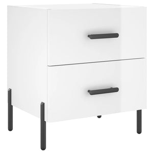 Comodino Bianco Lucido 40x35x47,5 cm in Legno Multistrato 827328