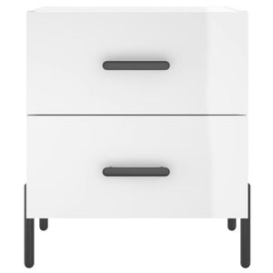 Comodino Bianco Lucido 40x35x47,5 cm in Legno Multistrato 827328