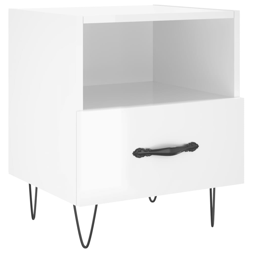 Comodino Bianco Lucido 40x35x47,5 cm in Legno Multistratocod mxl 128331