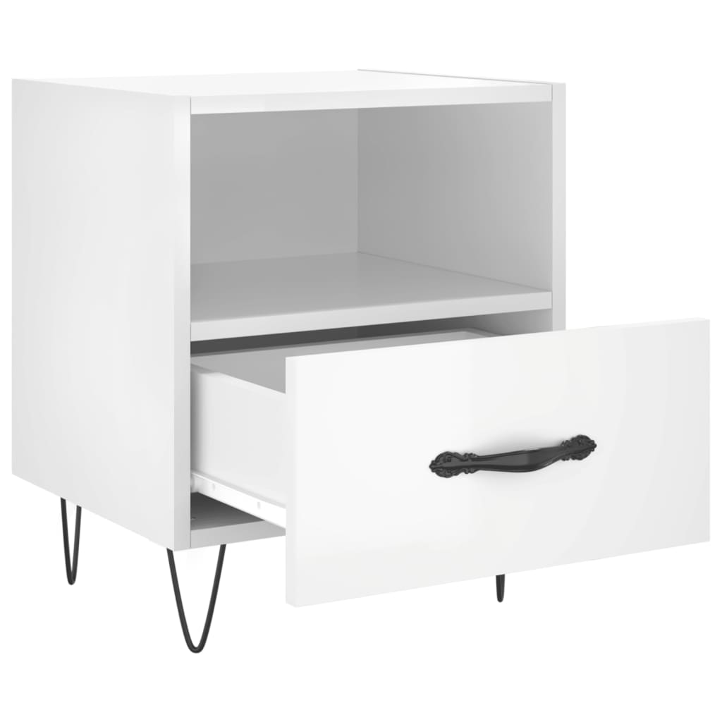 Comodino Bianco Lucido 40x35x47,5 cm in Legno Multistratocod mxl 128331