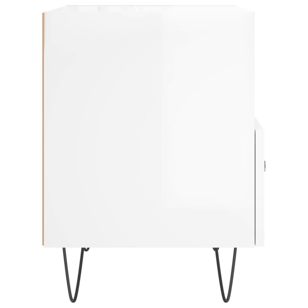 Comodino Bianco Lucido 40x35x47,5 cm in Legno Multistrato 827424