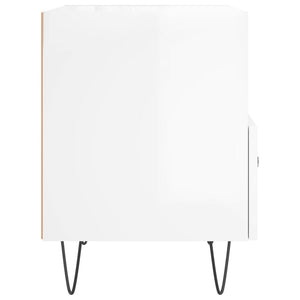 Comodino Bianco Lucido 40x35x47,5 cm in Legno Multistrato 827424