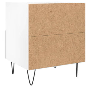 Comodino Bianco Lucido 40x35x47,5 cm in Legno Multistrato 827424