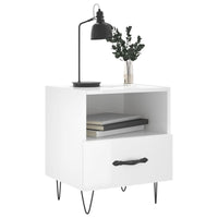 Comodino Bianco Lucido 40x35x47,5 cm in Legno Multistrato 827424