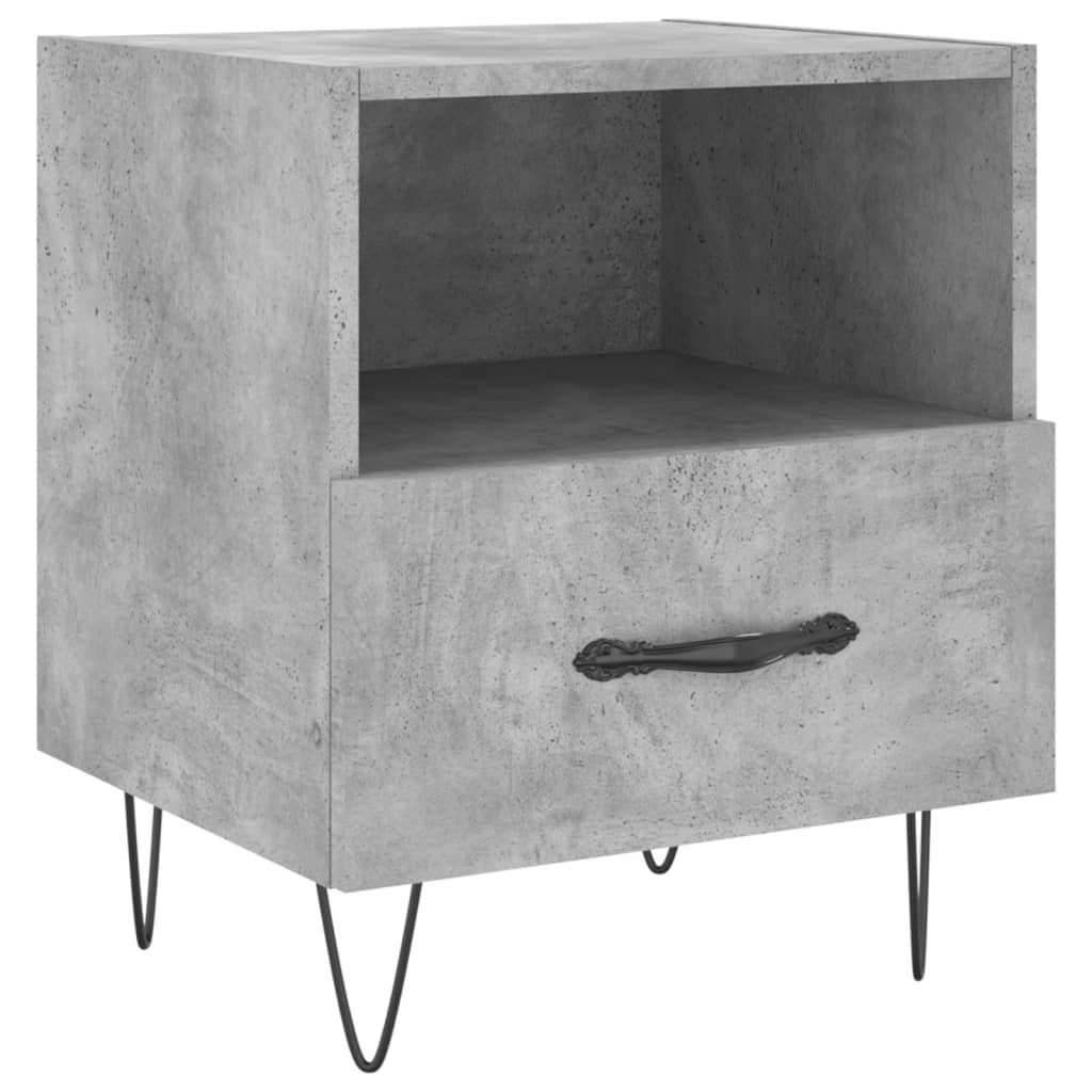 Comodino Grigio Cemento 40x35x47,5 cm in Legno Multistrato 827428