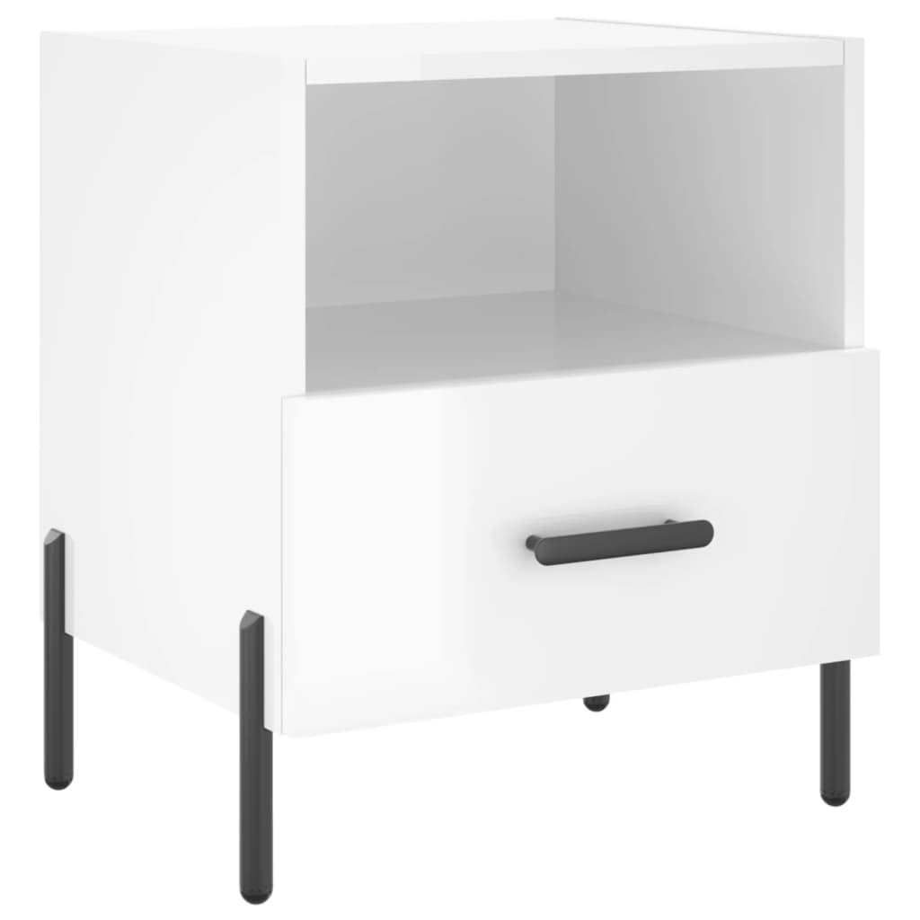 Comodino Bianco Lucido 40x35x47,5 cm in Legno Multistratocod mxl 104389