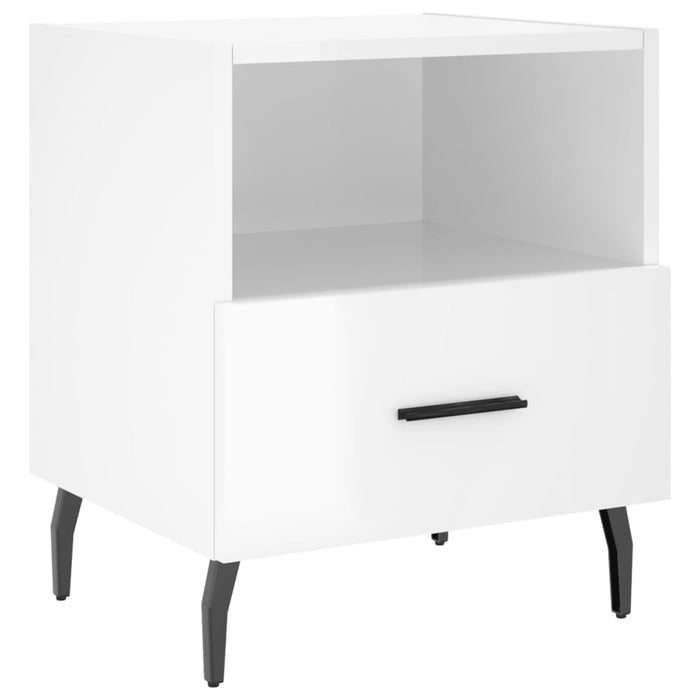 Comodini 2 pz Bianco Lucido 40x35x47,5 cm in Legno Multistrato 827473