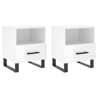 Comodini 2 pz Bianco Lucido 40x35x47,5 cm in Legno Multistrato 827489