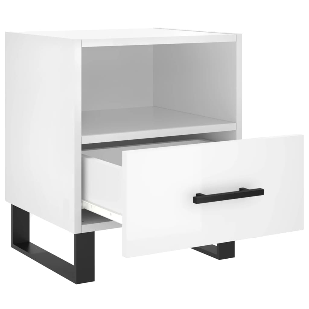 Comodini 2 pz Bianco Lucido 40x35x47,5 cm in Legno Multistrato 827489