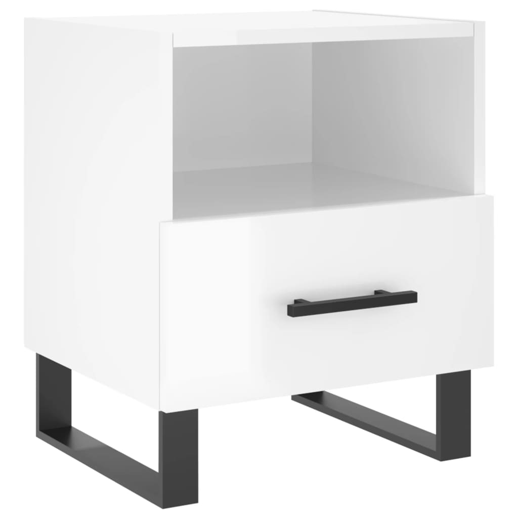 Comodini 2 pz Bianco Lucido 40x35x47,5 cm in Legno Multistrato 827489