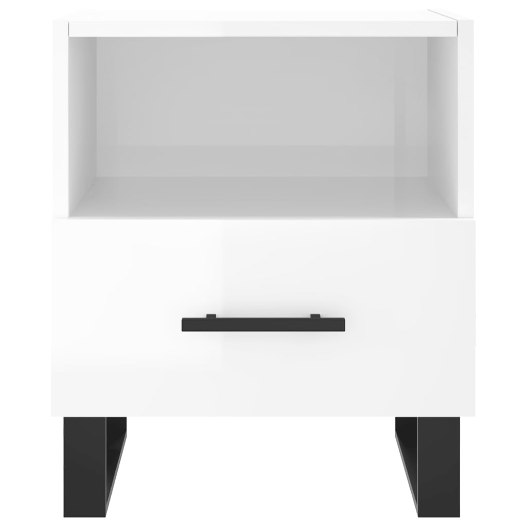 Comodini 2 pz Bianco Lucido 40x35x47,5 cm in Legno Multistrato 827489