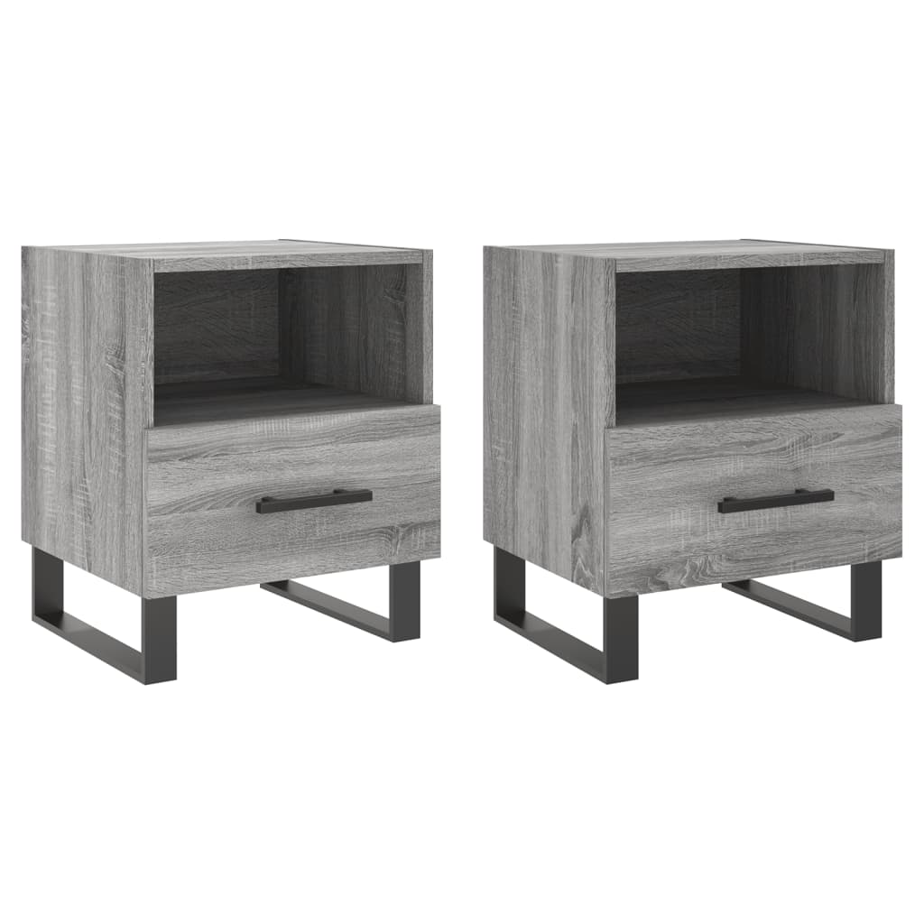 Comodini 2 pz Grigio Sonoma 40x35x47,5 cm in Legno Multistrato 827497