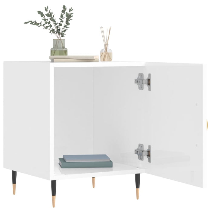 Comodini 2 pz Bianco Lucido 40x40x50 cm in Legno Multistratocod mxl 127753