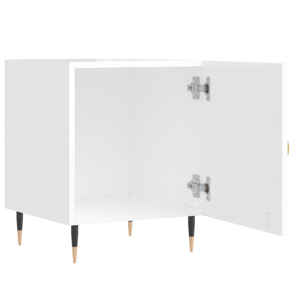 Comodini 2 pz Bianco Lucido 40x40x50 cm in Legno Multistrato 827521