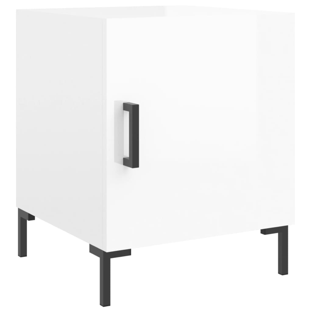 Comodini 2 pz Bianco Lucido 40x40x50 cm in Legno Multistrato 827569