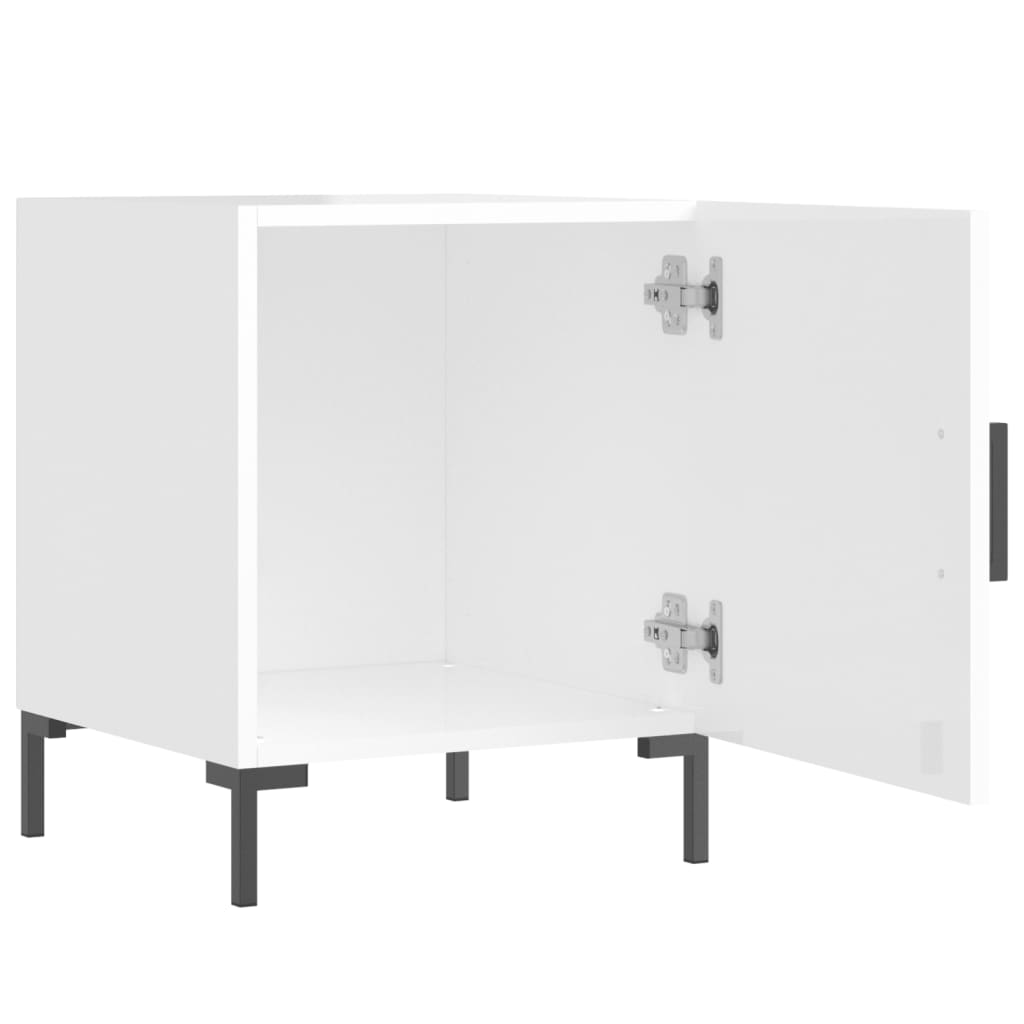 Comodini 2 pz Bianco Lucido 40x40x50 cm in Legno Multistrato 827569