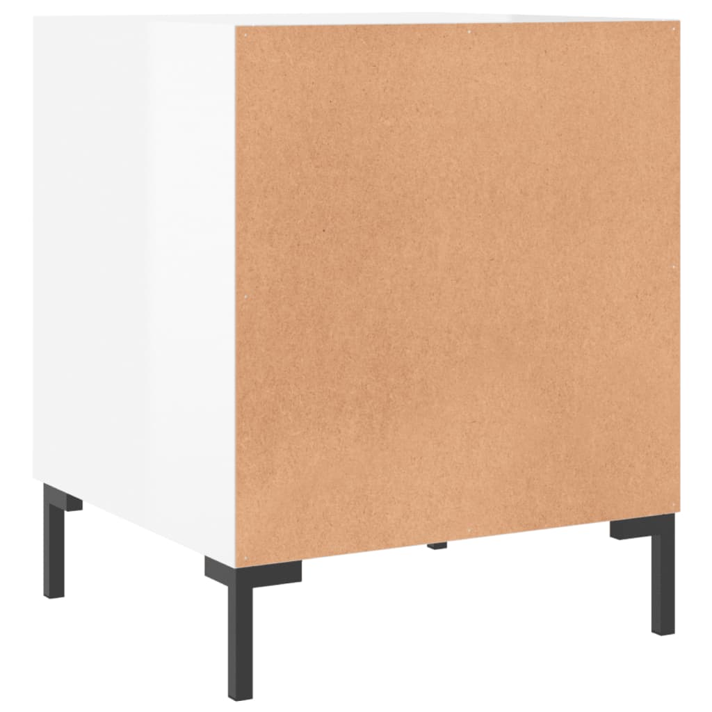 Comodini 2 pz Bianco Lucido 40x40x50 cm in Legno Multistrato 827569