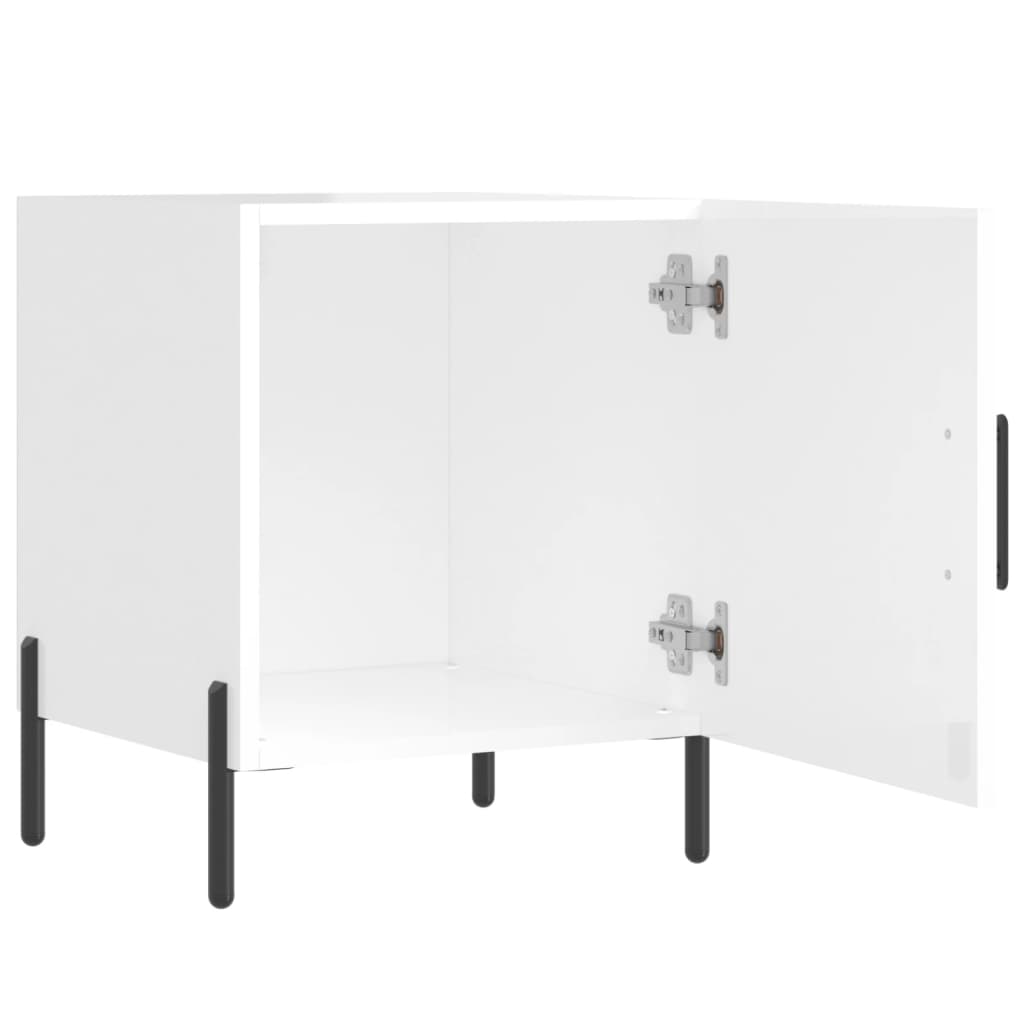 Comodino Bianco Lucido 40x40x50 cm in Legno Multistrato 827584