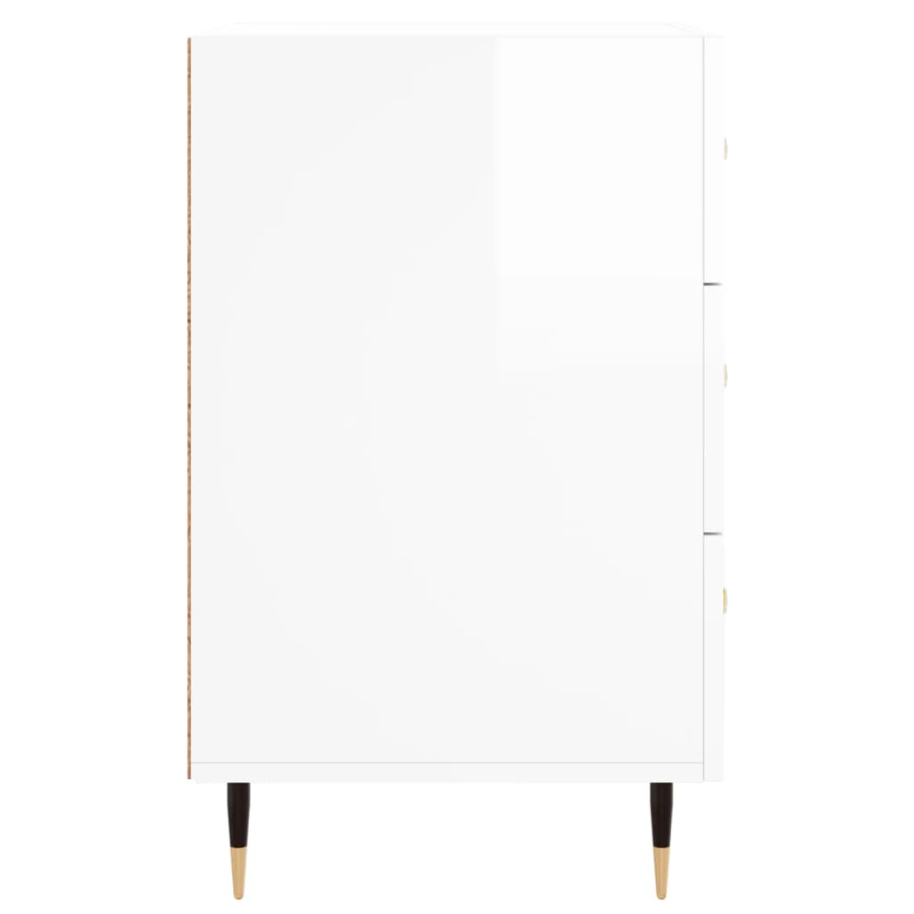 Comodino Bianco Lucido 40x40x66 cm in Legno Multistrato 827638