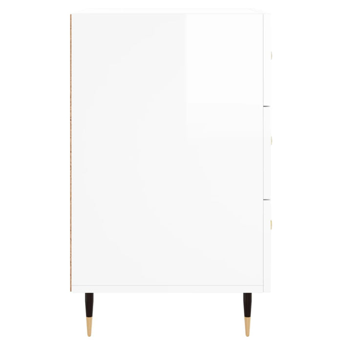 Comodino Bianco Lucido 40x40x66 cm in Legno Multistrato 827638