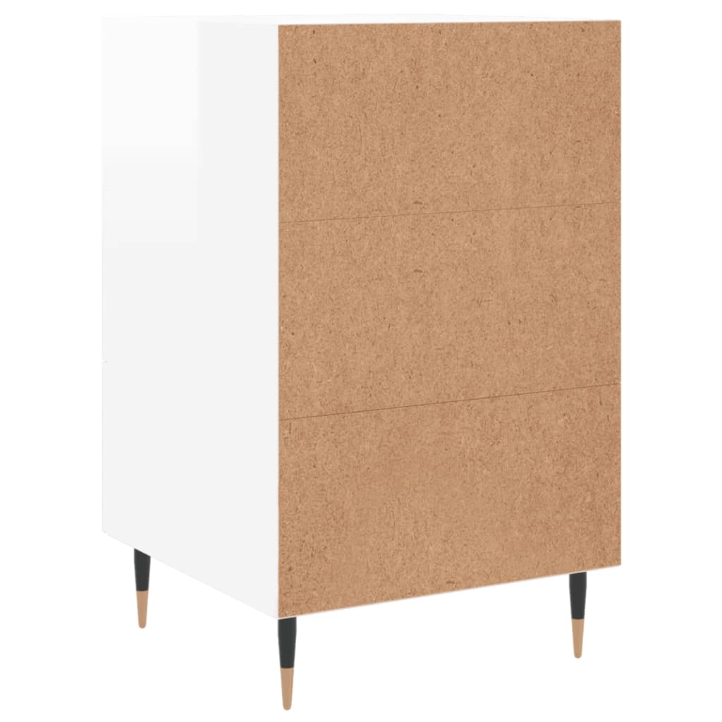 Comodino Bianco Lucido 40x40x66 cm in Legno Multistrato 827638