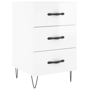 Comodino Bianco Lucido 40x40x66 cm in Legno Multistratocod mxl 80167