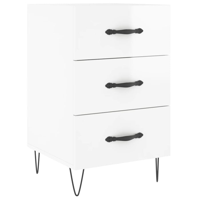 Comodino Bianco Lucido 40x40x66 cm in Legno Multistratocod mxl 80167