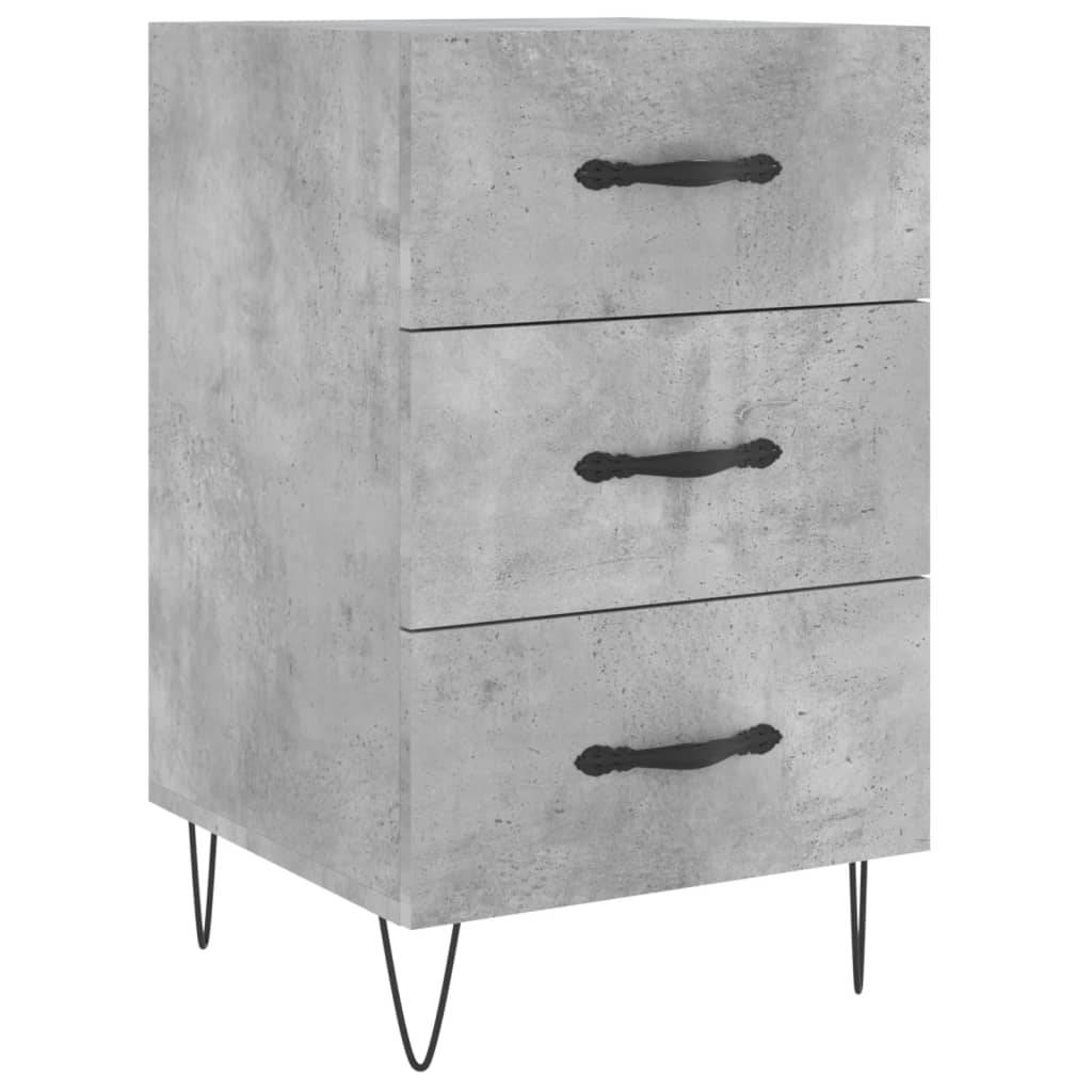 Comodino Grigio Cemento 40x40x66 cm in Legno Multistrato 827656