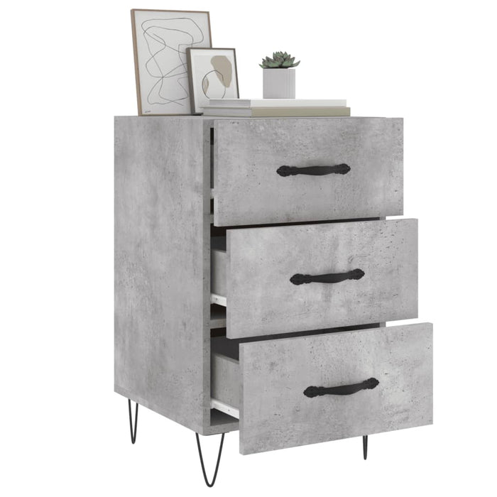 Comodino Grigio Cemento 40x40x66 cm in Legno Multistrato 827656