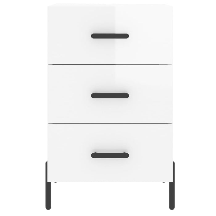 Comodino Bianco Lucido 40x40x66 cm in Legno Multistrato 827670