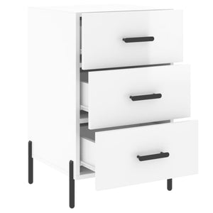 Comodino Bianco Lucido 40x40x66 cm in Legno Multistrato 827670