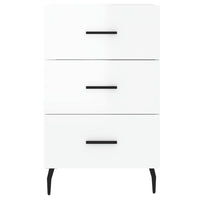 Comodino Bianco Lucido 40x40x66 cm in Legno Multistrato 827678