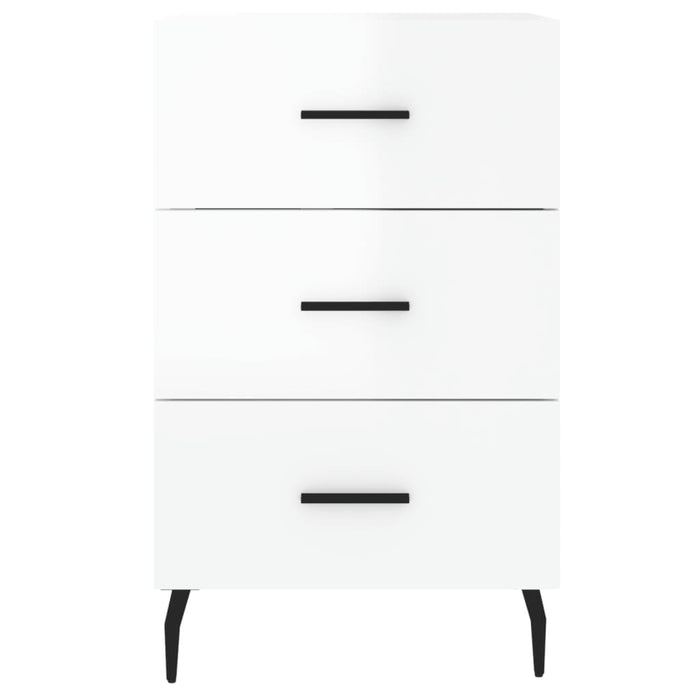 Comodino Bianco Lucido 40x40x66 cm in Legno Multistrato 827678