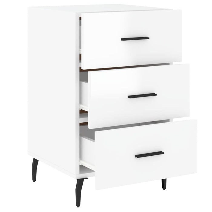 Comodino Bianco Lucido 40x40x66 cm in Legno Multistrato 827678