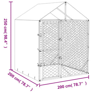 Cuccia Cani da Esterno Tetto Argento 2x2x2,5 m Acciaio Zincato 153676