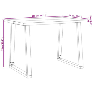 Tavolo da Pranzo Bordi Vivi 110x70x75 cm Legno Massello Acacia 353288