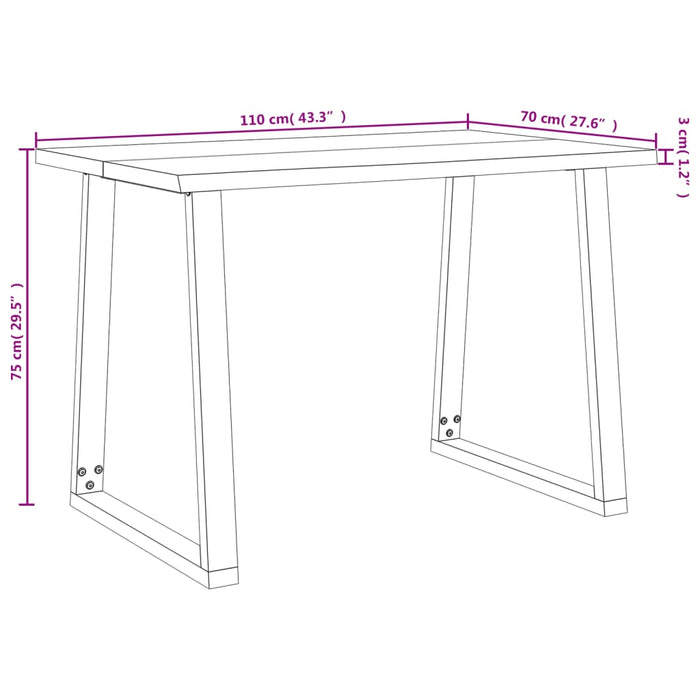 Tavolo da Pranzo Bordi Vivi 110x70x75 cm Legno Massello Acacia 353288